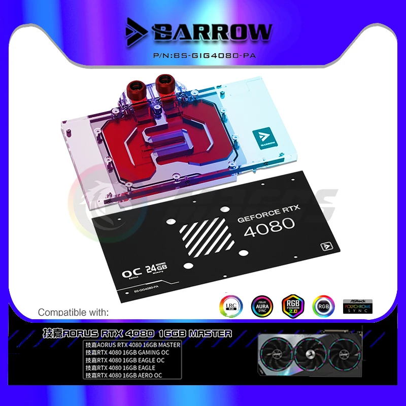 Rtx 4080 Water Cooling Block - BARROW GPU Water Block dla Gigabyte